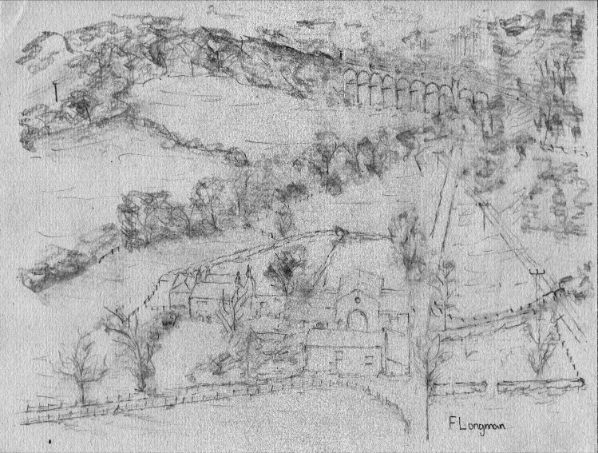 Pencil drawing of Goytside Farm by Frank Longman 2021