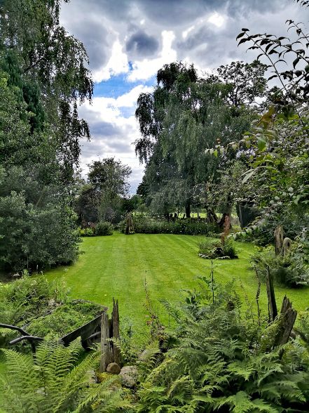 View from porch of Goytside Farmhouse over the front lawn